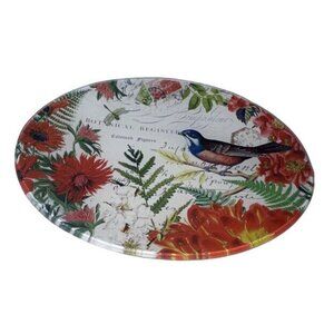Michel Design Works Glass Soap Dish Antique Print Botanical Floral Birds